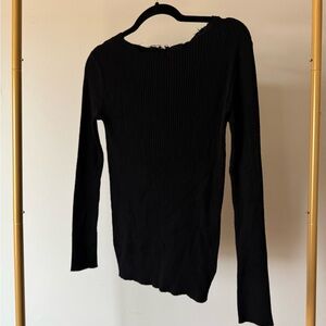 Black Ribbed Long Sleeve Top